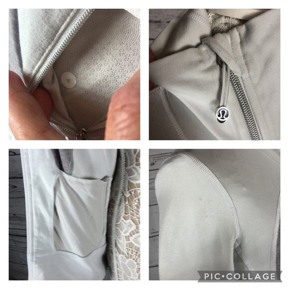 Lululemon Women in Stride jacket white & Metallic silver full zip high neck 4 - Picture 12 of 12
